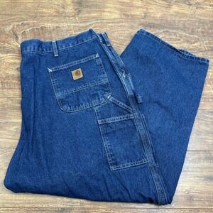 Carhartt Men 46X30 Loose Original Fit Work Carpenter Straight Leg Jeans B13-DST